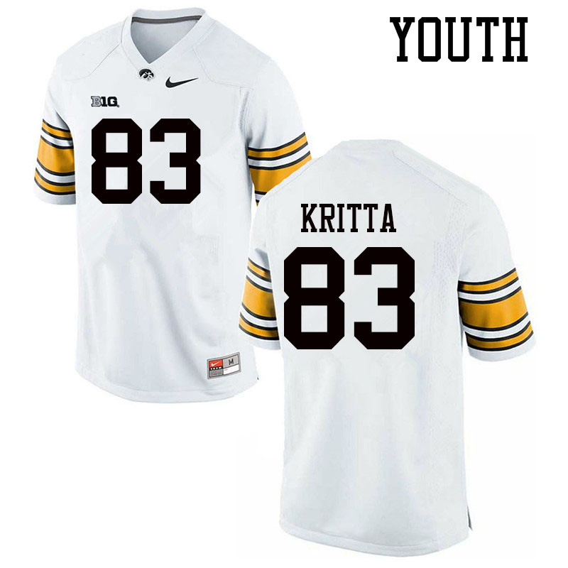 Youth #83 Alec Kritta Iowa Hawkeyes College Football Jerseys Sale-White